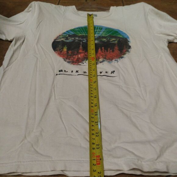 Quicksilver Men's Size L Logo Sunset Graphic T-Shirt White Short Sleeve - Picture 5 of 6